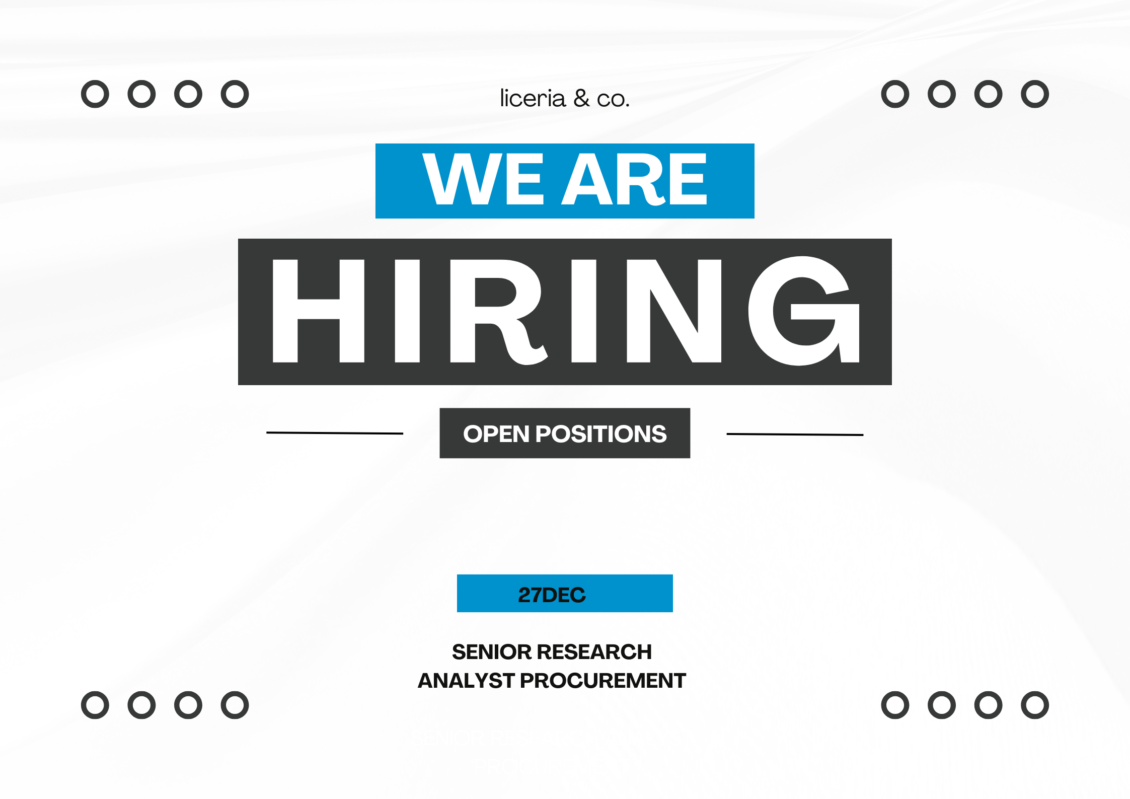 Blue Black and White Modern Were Hiring Flyer