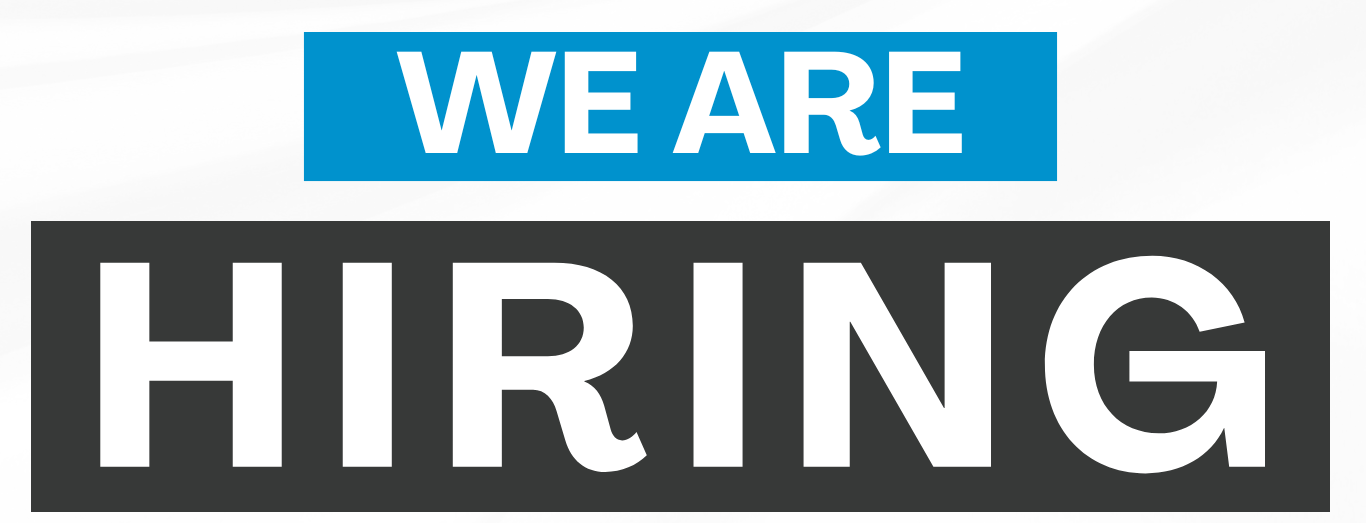 Blue Black and White Modern Were Hiring Flyer 01